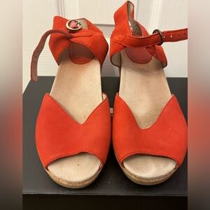 Red Peep Toe Dansko wedge sandals size 40